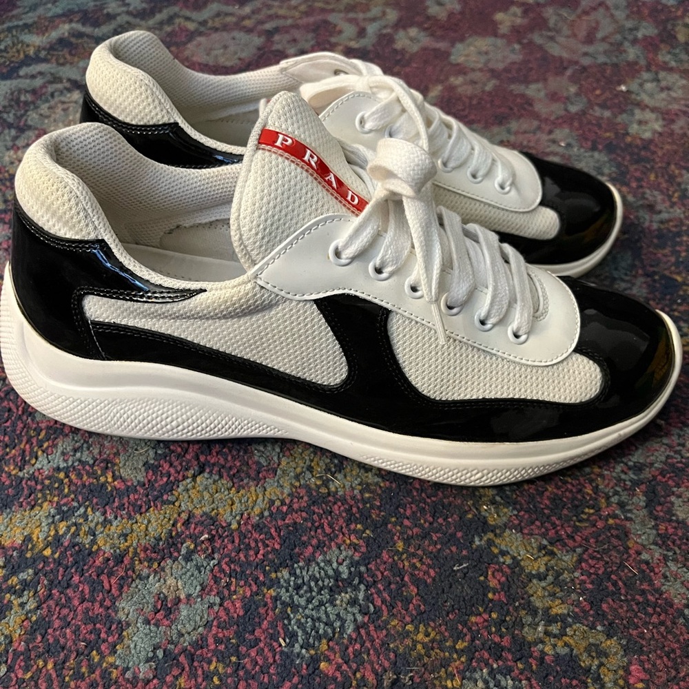 Prada Black and White Men's Sneakers - Picture 2 of 4